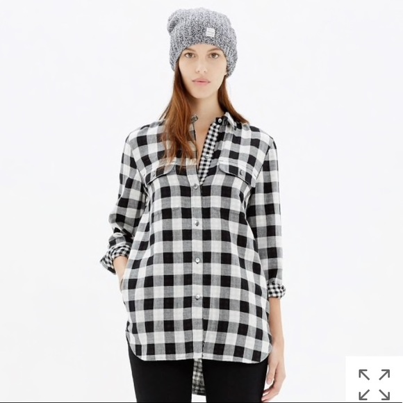 Madewell Tops - 🌿Madewell ex-boyfriend black/white plaid top M🌿